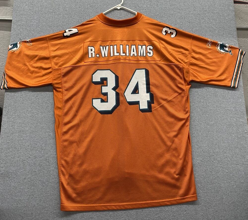 Vintage Reebok Ricky Williams #34 Miami Dolphins Orange Football Jersey Size XXL